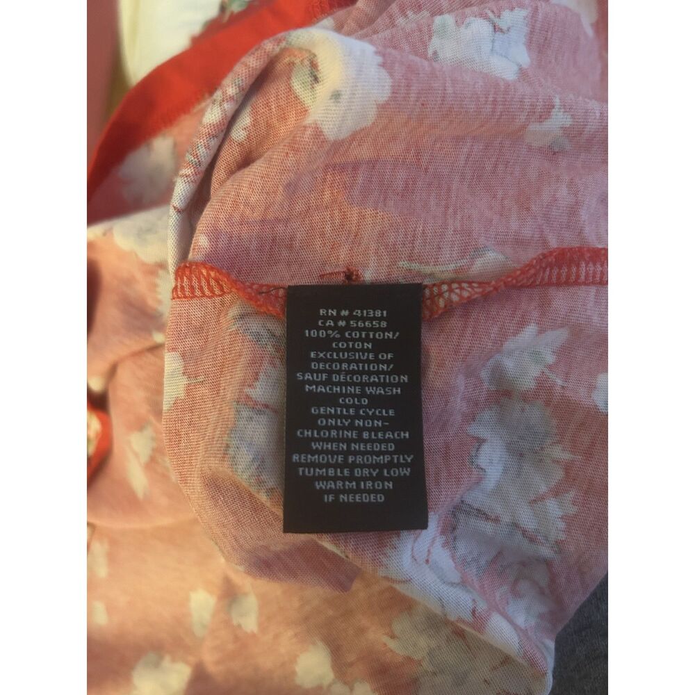 Lauren Ralph Lauren Red Cotton Floral Off Shoulder Top-Sz L-Preppy-Peasant - Picture 8 of 9